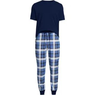 Pyjama-Set aus Baumwoll-Jersey für Herren, Herren, size: regular, Blau, Baumwoll-Mischung, by Lands' End