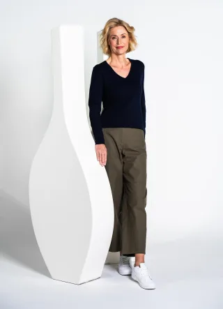 CLARINA - Ganzjahres NOS V-Pullover, 1/1 623 marine - Gr. - 36