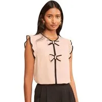 Love & Roses Blusentop Love & Roses Bluse mit Schleife und Flatterärmeln (1-tlg)