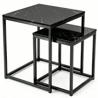 BIGTREE Couchtisch Wohnzimmertisch Set Rund /Quadratisch Wohnzimmer Tisch (2-St., 2er-Set), Maße: groß:40×40×50cm klein:30×30×40cm