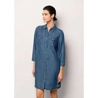 Alba Moda Midikleid Figurumspielendes Denim-Kleid Jeans-Design, Hemdkragen und Knopfleiste als Eyecatcher