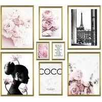 ARTFAVES Bilder-Collage Poster Set Coco I mehrteilige Bilderwand I Wandbilder Rosa, (Wandbilder)