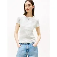 Tommy Jeans Kurzarmshirt TJW ESSENTIAL RIB SHORT SLEEVE EXT Baumwollmischung in gerippter Struktur, Slim Fit