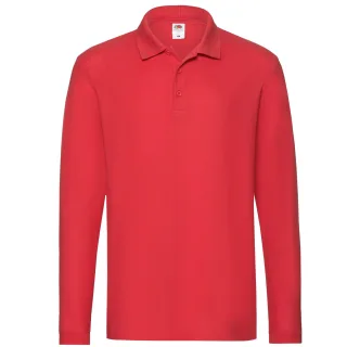 Fruit of the Loom - "Premium" Poloshirt für Herren Langärmlig (Rot)