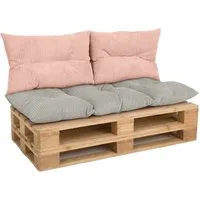 Amilian Palettenkissen Set 3-teilig Palettenauflagen für Europaletten, Balkon, Terrasse, Sitzkissen 120x60 cm + 2x Kissen 40x60 cm