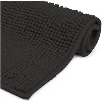 Beautissu Badematte Badematte BeauMare WR, 50x80cm rutschfest Chenille Schwarz, Höhe 10 mm, Polyester, Badematte rutschfest 50x80 cm Chenille Badezimmerteppich Flauschig Bad