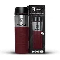 TAVIALO Isolierflasche Thermobecher - Isolierbecher 420ml, INOX Edelstahl (Rot), + 2 zusätzliche Silikondichtungen