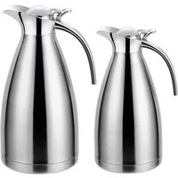 Rungassi Isolierkanne 2er Set Thermoskanne Isolierkanne Kaffeekanne 1 Liter + 1,5 Liter, (Set bestehend aus 2 Kannen)