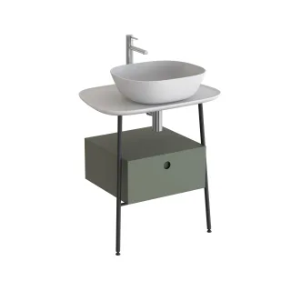 VitrA Plural Waschtischunterbau mit 1 Vollauszug und Konsolenplatte 68 x 49 x 74 cm Edelweiß,80473 80473