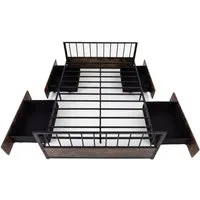 COSTWAY Bettgestell (1-tlg), Metallbett mit 4 Schubladen, Lattenrost, 140 x 200 cm