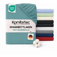 Komfortec Spannbettlaken Jersey Spannbettuch, 90x200, 140x200, 160x200, 180x200 oder 200x200 cm, 100% Baumwolle (135 g/m), Gummizug: Rundum, (1 Stück), OEKO-TEX® Standard 100 Zertifisiert, für Matratzen bis 25 cm Höhe