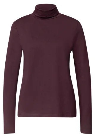 Street One - Langarm Shirt in Unifarbe mit Rollkragen rustic rouge - Gr. - 44
