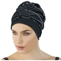 Fashy Badekappe Badehaube Badekappe Bademütze Schwaz mit Schwarz Weißen Paspeln Fashy