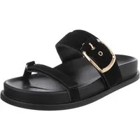 Ital-Design Damen Sandalen mit Schnalle und Komfortsohle Pantolette (91970981) Flach Pantoletten in Schwarz