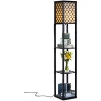 COSTWAY Stehlampe, ohne Leuchtmittel, Warmweiß, Regal, mit 3-Ebenen