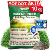 DÜNGEMEISTER Rasendünger Frühjahr/Sommer für sofort saftiges Grün, mit revolutionärer KI Formel - Langzeit NPK/Organisch