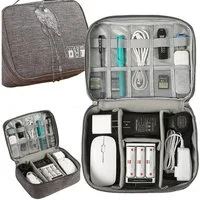 LA CUTE Kofferorganizer Reise-Organizer für Kabel und Ladegeräte, wasserdicht, kompakt, grau (Reise-Organizer für Elektronikzubehör, Organizer-Set für Kabel und Zubehör, wasserdicht und kompakt), Wasserdicht, robust, vielseitige Fächer, handlicher Gr