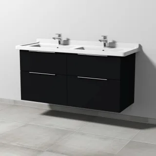 Sanipa 3way Waschtischunterbau zu Duravit Starck 3 Waschtisch mit 4 Auszügen, Schwarz-Matt UF71308