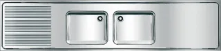 KWC Aquarotter Gewerbespüle, MAXIMA, Edelstahl, 2 Becken, 2600x432x600 mm, Tropfteil li, 2000057714 2000057714