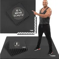 Miweba Sports Bodenschutzmatte BS100 - BS50 Puzzlematte - Premium Trainingsmatte für Fitnessgeräte, Turnmatte, Sportmatte, 24-St., Bodenschutzmatte, Schutzmatte Fitnessmatte - 2 Farben - quadratisch
