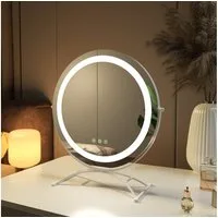 EMKE Kosmetikspiegel 360° Drehbar Schminkspiegel Runder Tischspiegel mit LED Beleuchtung (Mond über den Wolken Serie), mit Touch, 3 Lichtfarben Dimmbar, Memory-Funktion, 360° Drehbar