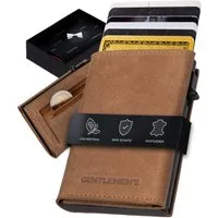 Gentlemen's Geldbörse Cardholder - Kreditkartenetui mit Münzfach & RFID-Schutz Smart Wallet, Kleiner Geldbeutel für Herren - Herren Portemonnaie mit Scheinfach