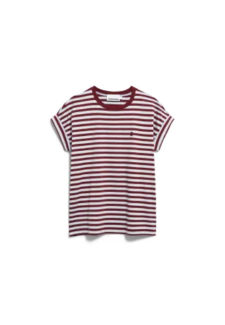 Armedangels - IDAARA STRIPE T-SHIRT velvet red-soft blue-undyed - Gr. - L