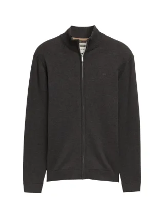 Tom Tailor - Strickjacke mit Stehkragen black grey melange - Gr. - L