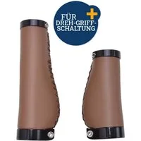Diedrich Filmer GmbH Fahrradlenkergriff Fahrrad-Griffe Ergonomisch für Drehgriff Schaltung (2x Lenkergriffe, 2-St., Set), Set Kurz Lang Lenker-Griffe Ergo PU Leder Lenkergriffe Fahrradgriffe