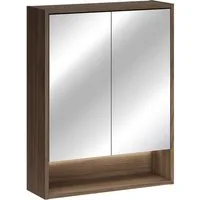 Lomadox Spiegelschrank VERZUOLO-56-WALNUT 60 cm breit in Walnuss, 2-türig, inkl. LED-Beleuchtung