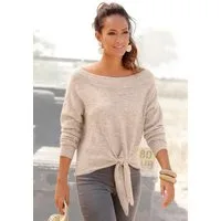 LASCANA Strickpullover mit U-Boot-Ausschnitt und Knoten-Detail, casual-chic