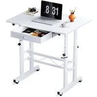 GTPLAYER Eckschreibtisch Höhenverstellbarer Schreibtisch, Computertisch Laptoptisch, mit Schubladen,Tisch höhenverstellbar 80 * 50*(73-115) cm