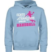 Shirtracer Hoodie Echte Mädchen spielen Handball weiß / fuchsia Kinder Sport Kleidung