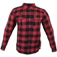 Alpha Speeds Motorradjacke Flanell-Holzfäller Motorrad KEV ARAMID Lumber Biker Hemd SLIM Rot (Wasserdicht & Winddicht & Atmungsaktiv + Belüftungstaschen / Motorradhemd -, 1-St) All Season, wasserdichte Reißverschlüsse, mit Protektoren