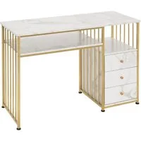 MCombo Schminktisch M MCombo Schminktisch mit Schubladen 2413, ohne Spiegel, mit Regal, aus Holz, Metallgestell, Doppelnageltisch