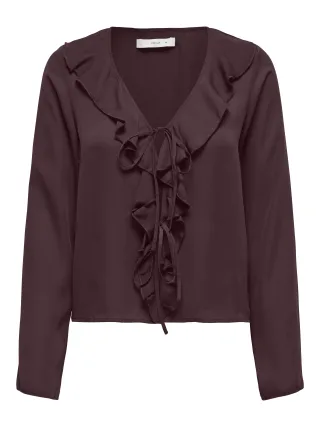 ONLY - ONLVINNI LIFE L/S FRILL TOP WVN - Gr. - M