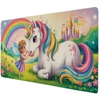 speecheese Schreibtischunterlage Fee Einhorn Schreibtischunterlage 69x31cm XXL Mauspad für Fantasie