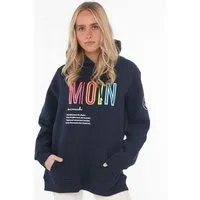 Zwillingsherz Sweatshirt gestickter Schriftzug, Kapuze, Langarm, Kängurutasche, Kordelzug