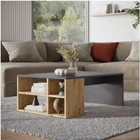 Vicco Couchtisch Danny, Anthrazit/Artisan, 90 x 60 cm mit Regalen (1-St)