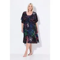 Ulla Popken Strandkleid Kaftan Strandmuster V-Ausschnitt Halbarm