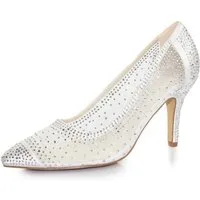 White Lady 930 ivory Mesh-Strass - Brautschuh Pumps
