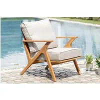 riess-ambiente Gartensessel COMFORT LINE natur/beige - Akazie, Massivholz, inkl. Sitzkissen (Einzelartikel, 1-St), Natürlicher Armlehnenstuhl - ideal für Garten, Balkon oder Terrasse