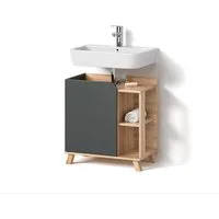Livinity® Waschbeckenunterschrank Marano, Anthrazit/Sonoma, 60 x 65 cm mit Tür und offenen Fächern (1-St)