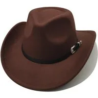 LuxusKollektion Cowboyhut Cowboyhut Westernhut Fedora Damen Herren Krempe Einheitsgröße Braun 1#