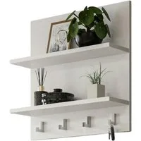 Inn.Furn Schlüsselbrett SystemX, (in weiß, Wandregal 52 x 52 cm), mit 4 Haken und 2 Ablagen