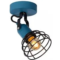 Licht-Erlebnisse Deckenstrahler FIVON, ohne Leuchtmittel, Blau Metall schwenkbar E27 B:10,5 cm Kinderzimmer Jungen Mädchen