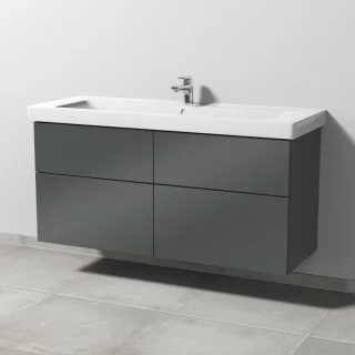 Sanipa 3way Waschtischunterbau zu Villeroy & Boch Subway 2.0 Waschtisch mit 4 Auszügen, Anthrazit-Gl SF61679