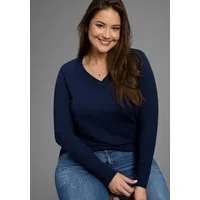 Laura Scott CURVE Strickpullover Große Größen figurumspielend, mit V-Ausschnitt