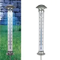 Haushalt International Gartenthermometer Solar Thermometer Gartenthermometer LED Außenthermometer, Dämmerungssensor, Temepraturskala
