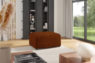 Polsterhocker Designerhocker Hocker MEGAN in Stoff Poso Rostbraun